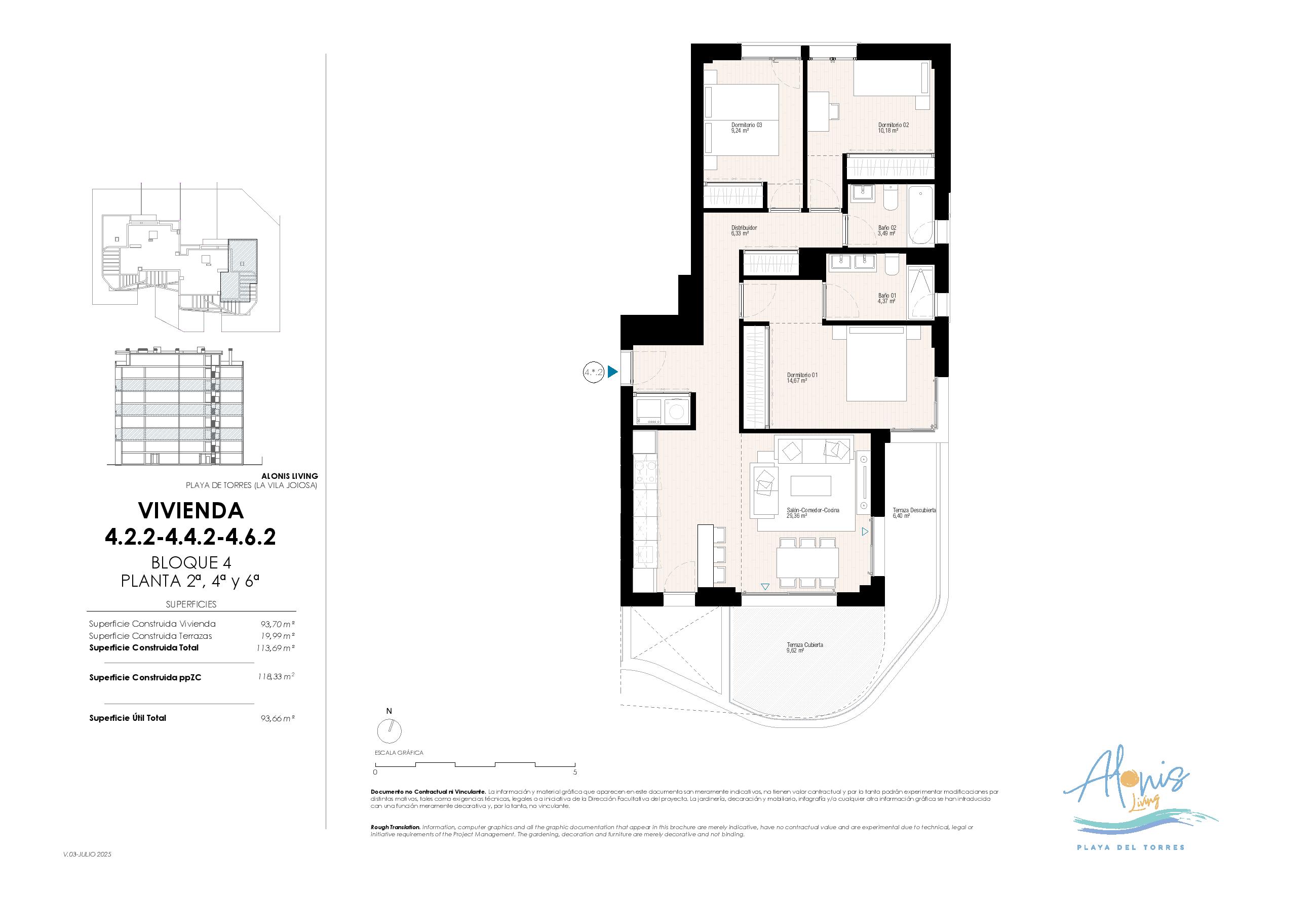 Spacious living with three bedrooms just minutes from Playa del Torres.