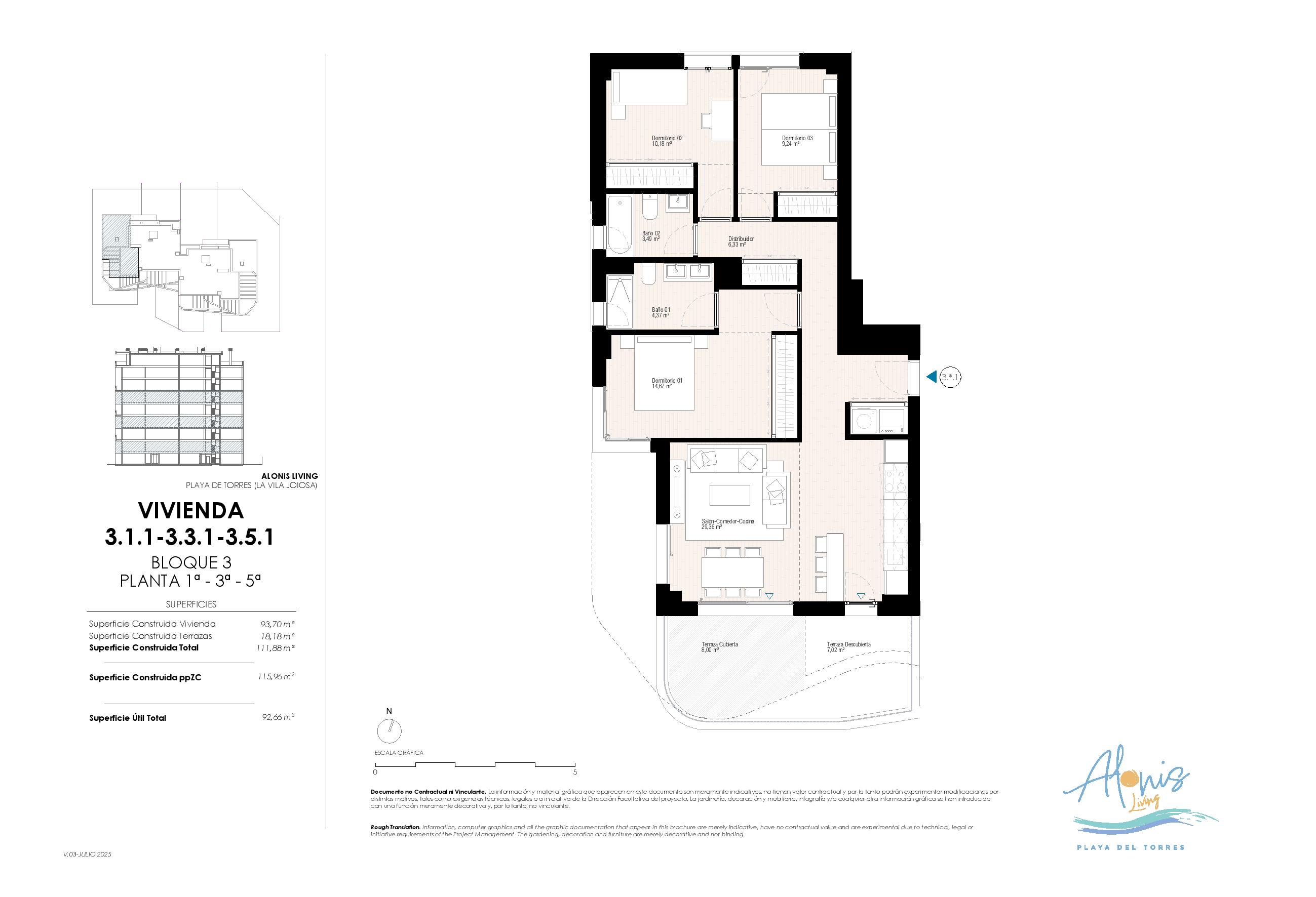 Spacious living with three bedrooms just minutes from Playa del Torres.