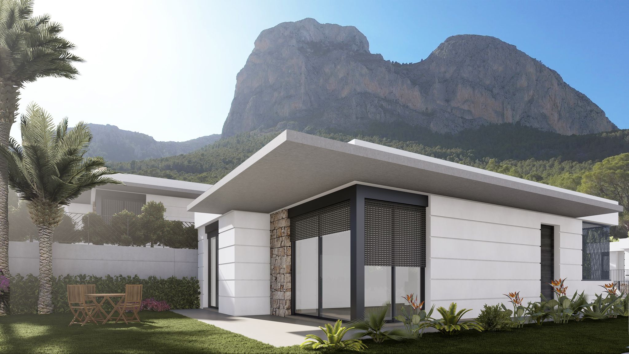 Single-storey new build villa with private pool in Polop