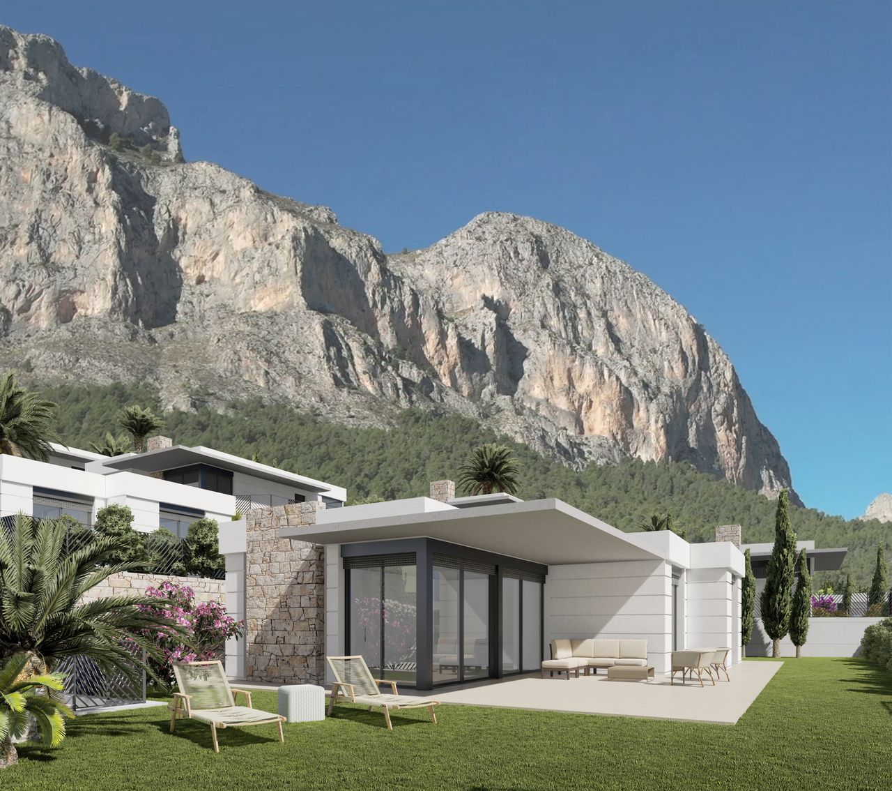 Spacious single-story newly built villa with private pool in Polop.