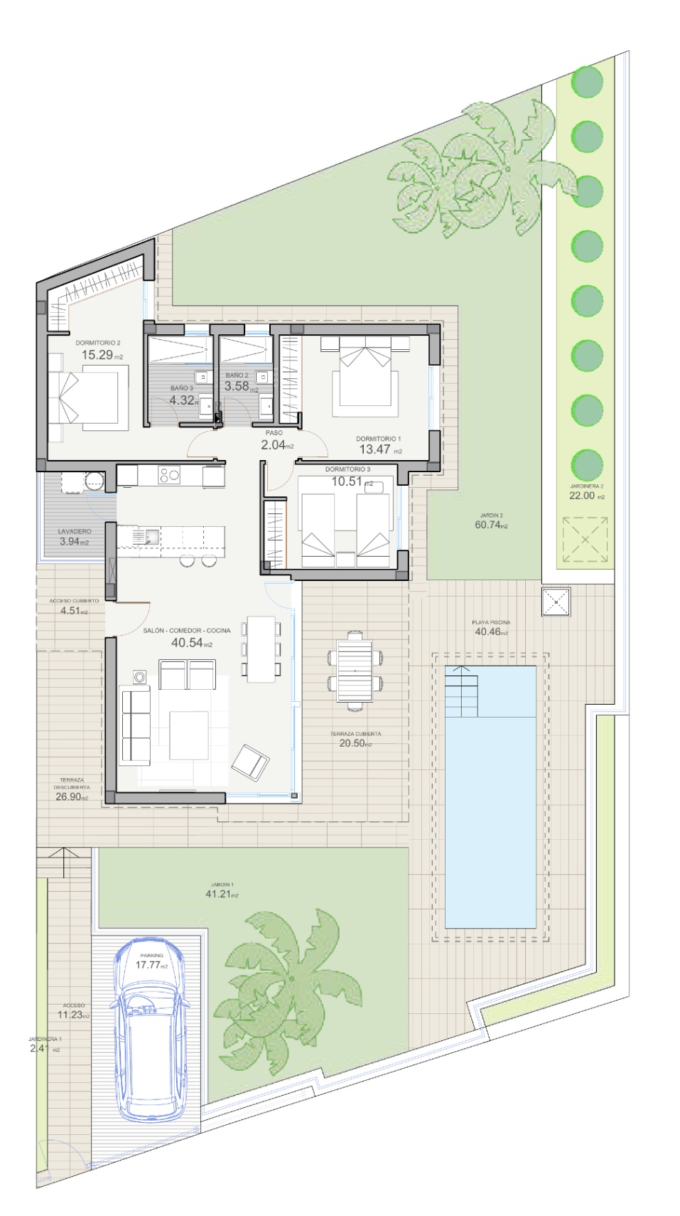 Spacious single-story newly built villa with private pool in Polop.