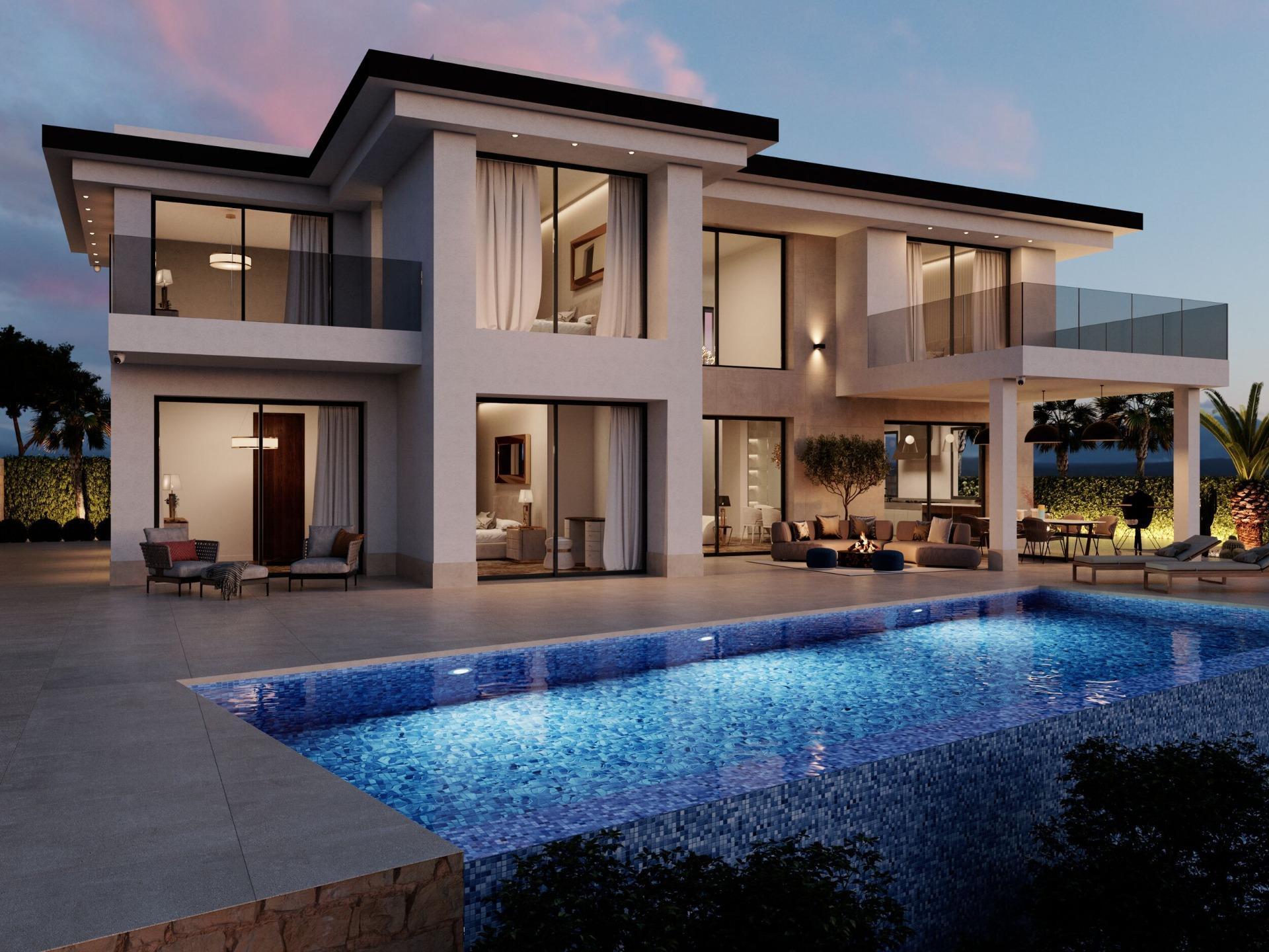 Spectacular new villa in contemporary style project with sea views, located in Finestrat